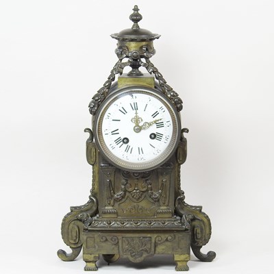 Lot 164 - A 19th century French gilt metal mantel clock,...