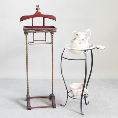 Lot 456 - A wrought iron washstand, 85cm high, together...