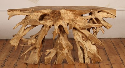 Lot 21 - An Indonesian teak rootwood console table