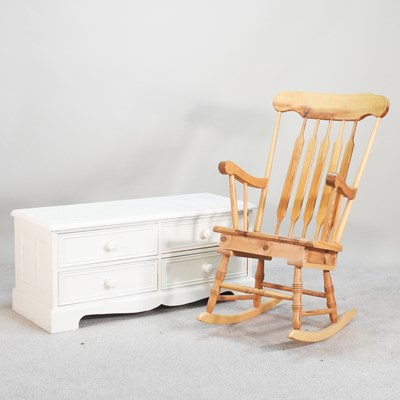 Lot 394 - A white painted pine chest, 115cm wide,...