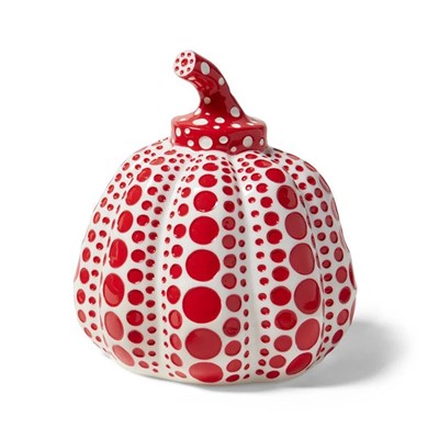Lot 90 - Yayoi Kusama (Japanese, b. 1929), a red and...
