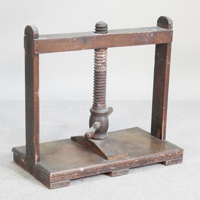 Lot 353 - A 19th century wooden book press, 66cm wide