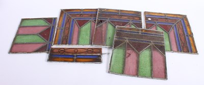 Lot 653 - Five various panels of leaded stained glass