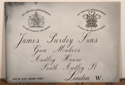 Lot 364 - A tin Purdey advertising sign
