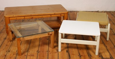 Lot 590 - A pine coffee table, together with a white...