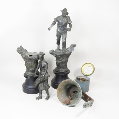 Lot 435 - A 19th century Spelter figure, together with...