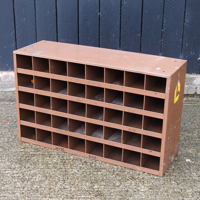 Lot 674 - A set of metal workshop shelves
