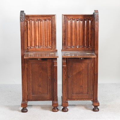 Lot 210 - A pair of oak bedside cabinets, of...