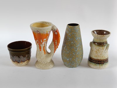 Lot 462 - A West German white and orange lava glazed...