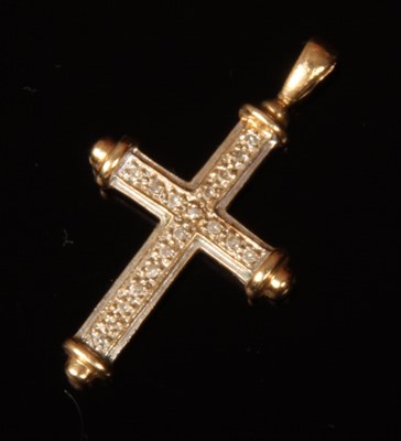 Lot 171 - A 9 carat yellow gold and diamond set crucifix...