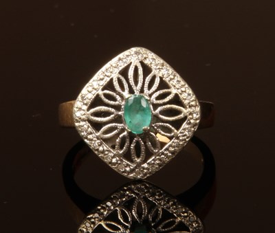Lot 9 - An Art Deco style 9 carat yellow gold emerald...