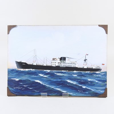 Lot 176 - H Crane, The Steam Ship Kadeik, gouache,...