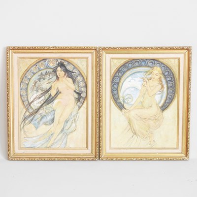 Lot 417 - After Alphonse Mucha, nymphs, in the Art...