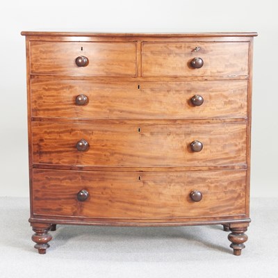 Lot 476 - A 19th century mahogany bow front chest of...