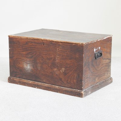 Lot 585 - A 19th century elm trunk, with a hinged lid
