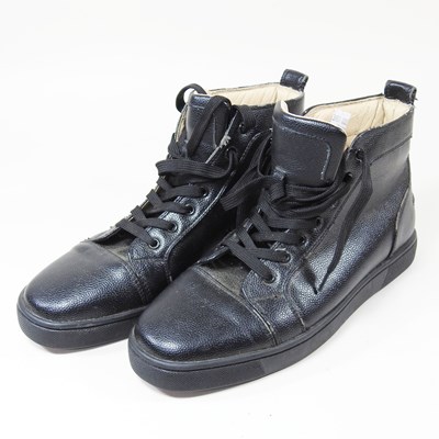 Lot 419 - A pair of Christian Louboutin black high top...
