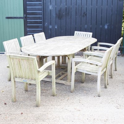 Lot 5 - A Lindsay teak garden set, comprising an...