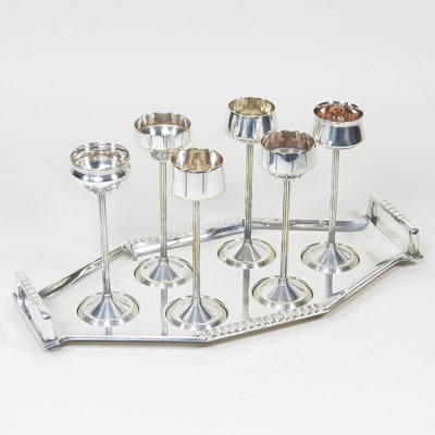 Lot 230 - A WMF silver plated liqueur set, on a tray,...