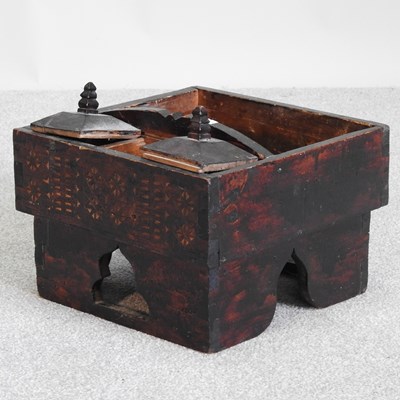 Lot 213 - A Chinese painted wooden spice box