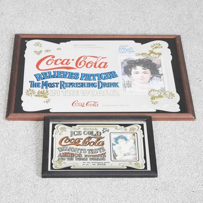 Lot 502 - A Coca-Cola advertising mirror, 55 x 39cm,...