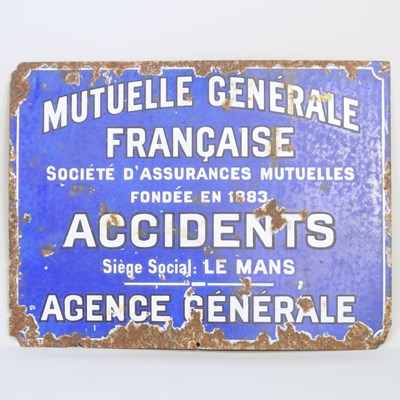 Lot 87 - An old French enamel advertising sign Mutuelle...