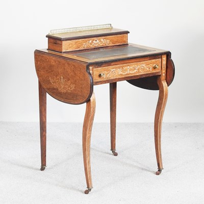 Lot 19 - A 19th century rosewood and inlaid writing desk