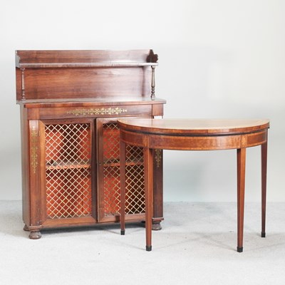 Lot 296 - A Regency rosewood and cut brass chiffoinier,...