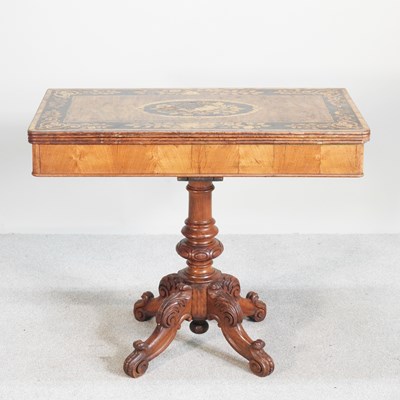 Lot 111 - A 19th century marquetry folding card table,...