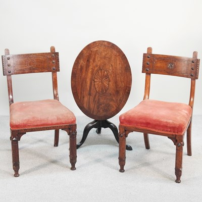 Lot 453 - A pair of 19th century oak Gothic revival side...