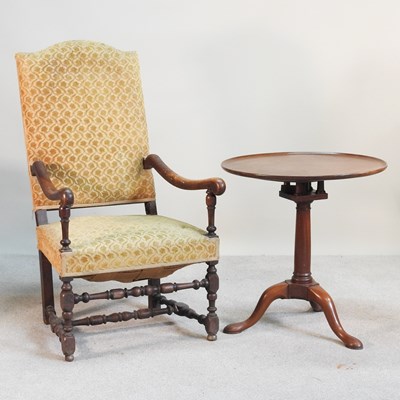 Lot 391 - A 19th century gold upholstered throne chair,...