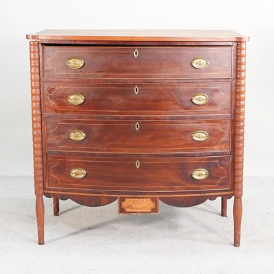 Lot 536 - A 19th century mahogany bow front chest of...