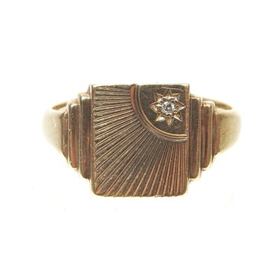 Lot 29 - A 9 carat gold and diamond set gentleman's...