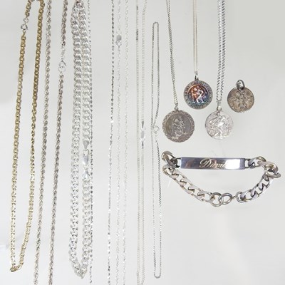 Lot 379 - A silver name bracelet, together with a silver...