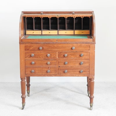 Lot 134 - A Regency mahogany cylinder desk, with a...