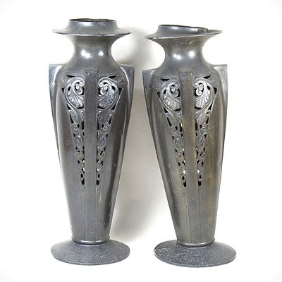 Lot 96 - A pair of large early 20th century pewter...