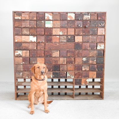 Lot 65 - A large vintage workshop chest, fitted with...