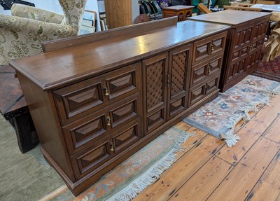Lot 610 - A 1970s Japanese Okinawa teak sideboard,...