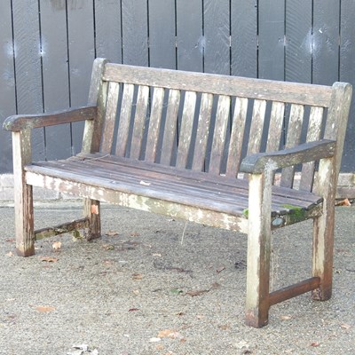 Lot 512 - A teak garden bench, by Alexander Rose