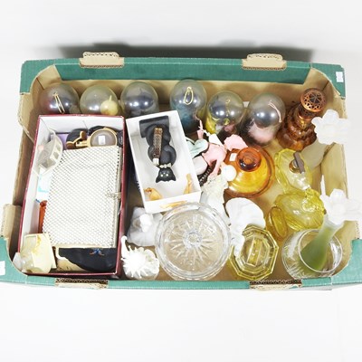 Lot 472 - A collection of amber glass scent bottles,...