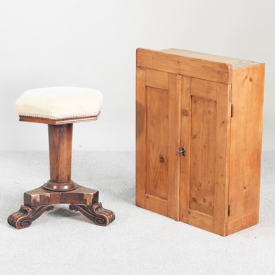 Lot 350 - A Victorian adjustable piano stool, 50cm wide,...