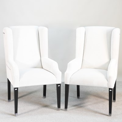 Lot 138 - A pair of modern cream upholstered button back...