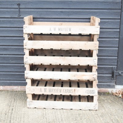 Lot 426 - A collection of six wooden fruit trays, 76cm...