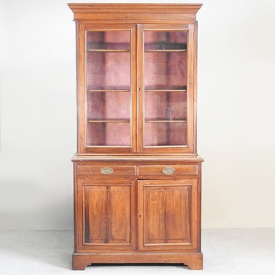 Lot 535 - A Victorian walnut cabinet bookcase, on...
