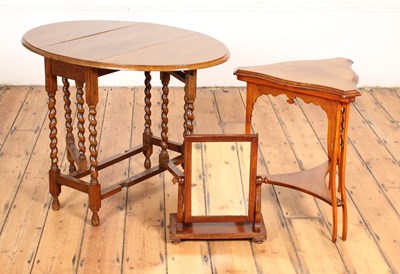 Lot 743 - An oak gateleg table, together with a mahogany...