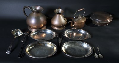 Lot 486 - A collection of metal wares, including copper...