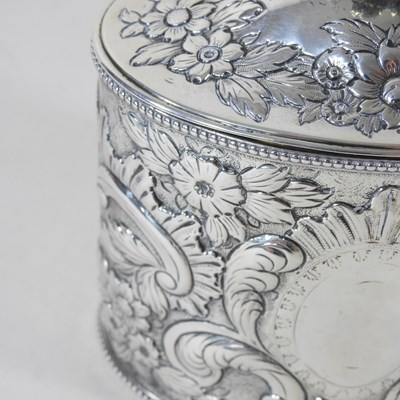 Lot 8 - A George III silver tea caddy, of oval shape...