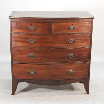 Lot 368 - A 19th century mahogany bow front chest of...