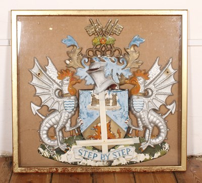 Lot 335 - A painted metal coat of arms, for the...