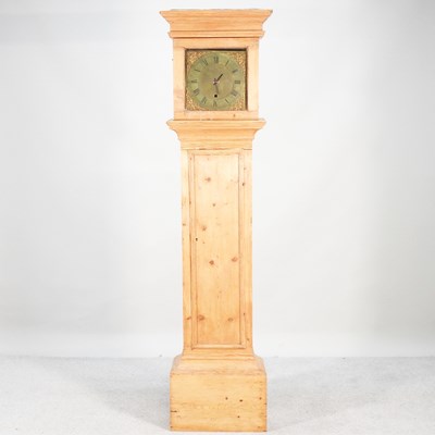 Lot 190 - A 19th century pine cased longcase clock, with...