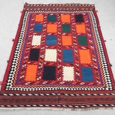 Lot 363 - A Persian qashgai kilim, with four rows of...